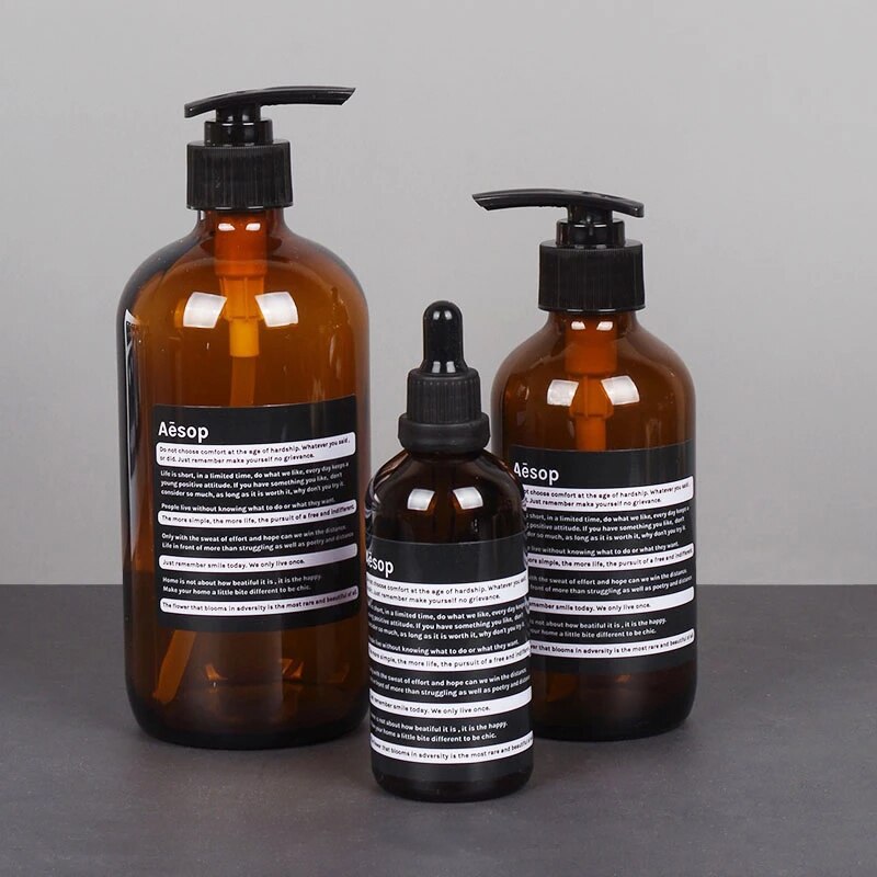 500ML Braune Flasche nordisch Glas Flüssigkeit Seife Spender Shampoo Flasche Für Flasche Dusche Gel Flasche Körper Waschen Haar Klimaanlage Kasten,seifenspender