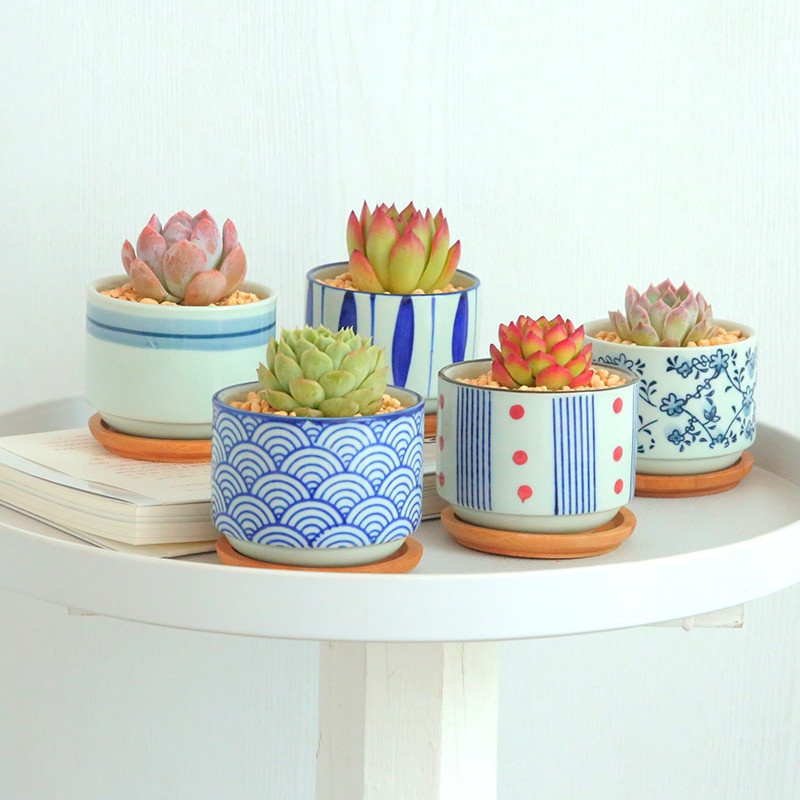 Ceramic Japanese Style Succulents Plants Container Office Bonsai Cactus Flower Pot Planter Home Garden Decor Ornaments