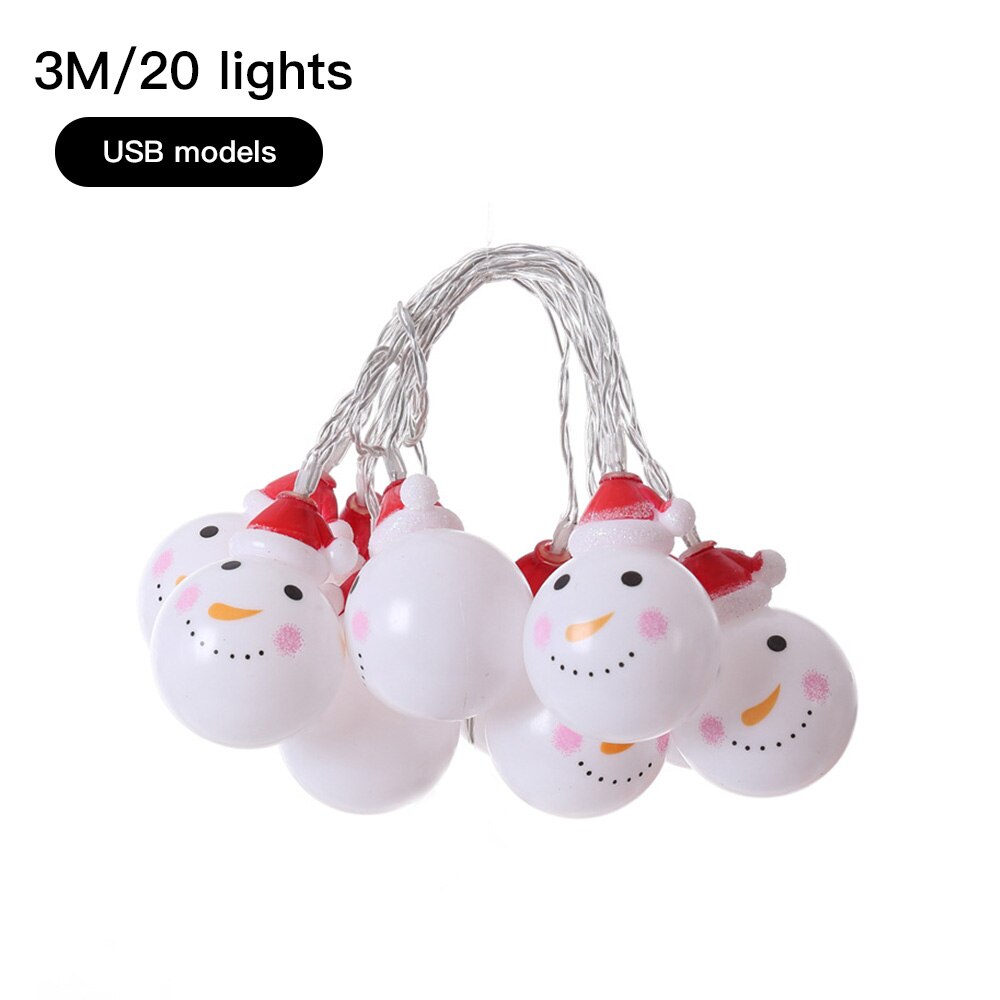 Snögubbar julårs krans 3m 20 led ljusslingor utomhus vattentät belysning för fest deco gatufestong: 3m st usb-formar