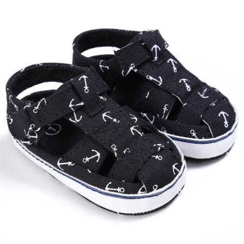 0-18M Baby Infant Kid Boy Girl Soft Sole Crib Toddler Summer Sandals Shoes: Black / 0-6 Months