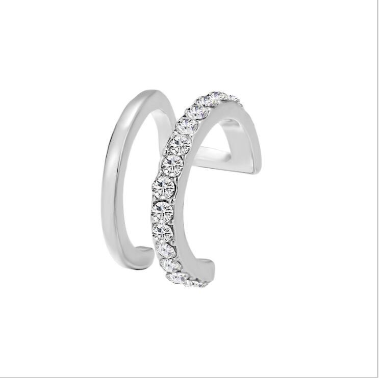 Silver Color Leaves Clip Earrings for Women Men Simple C Ear Cuff Non-Piercing Ear Ear Clip Set Trend Jewelry: Champagne gold