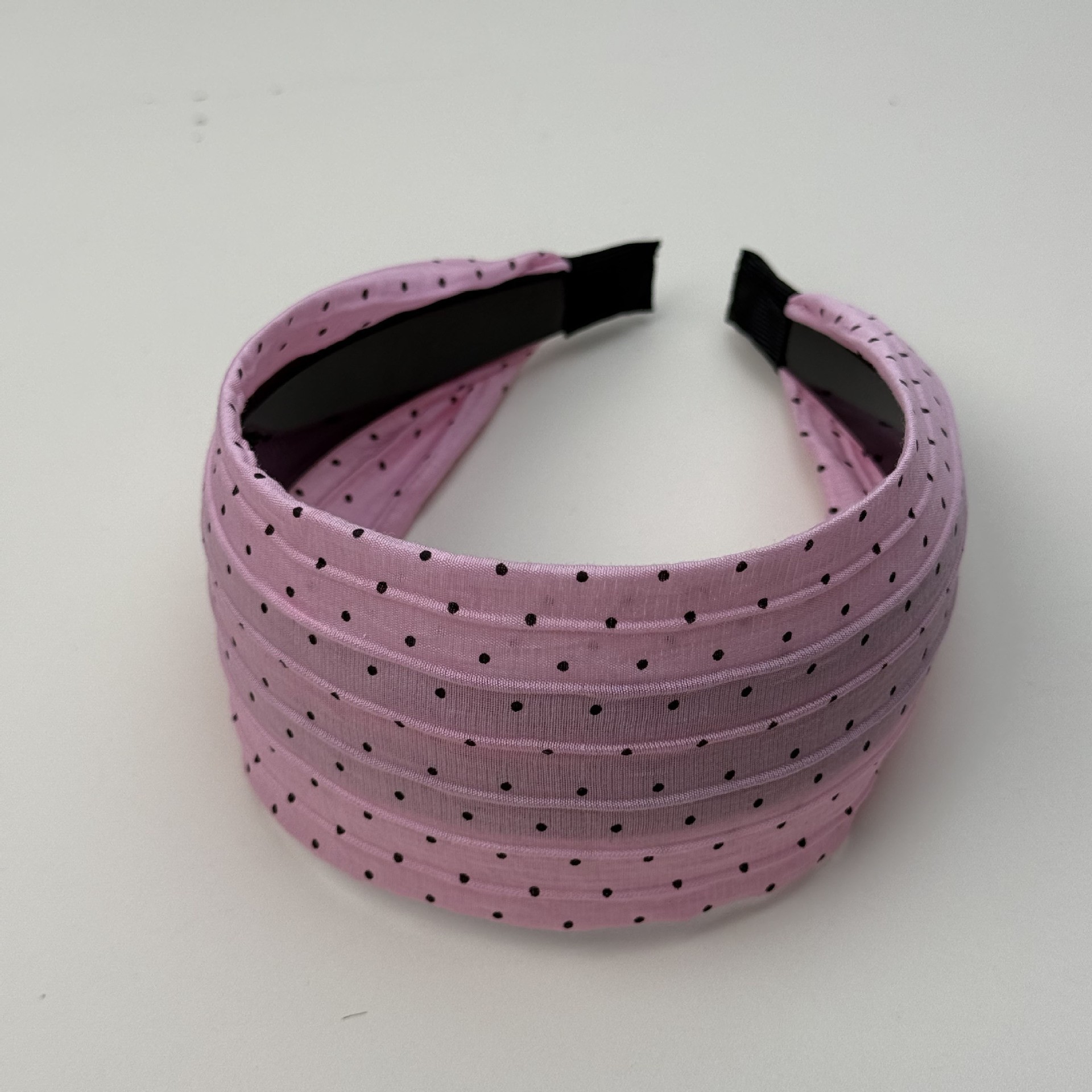 Neue Frühling Sommer Einfache Punkte Stirnbänder Nicht-Unterhose Breite Falten Haarbänder Süße Chiffon Kopf Bands Haar Reifen Frauen Haar zubehör: Rosa