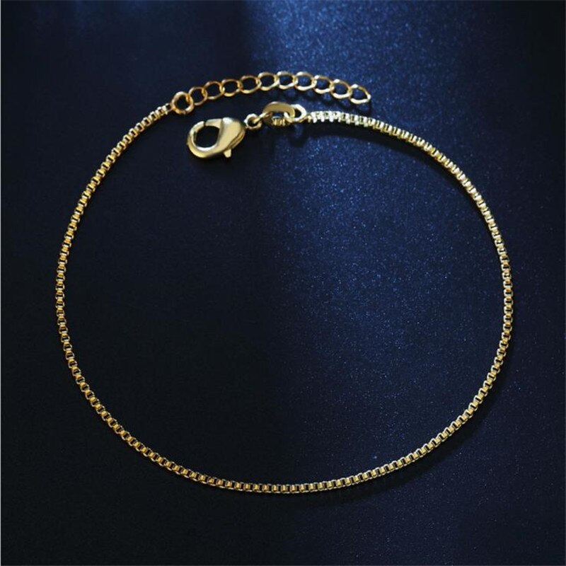 Stijl Gold Box Chain Armbanden Voor Vrouwen Sieraden Top Zilver 925 Sterling Enkelbanden Meisje Christmas Party Bijou Lady