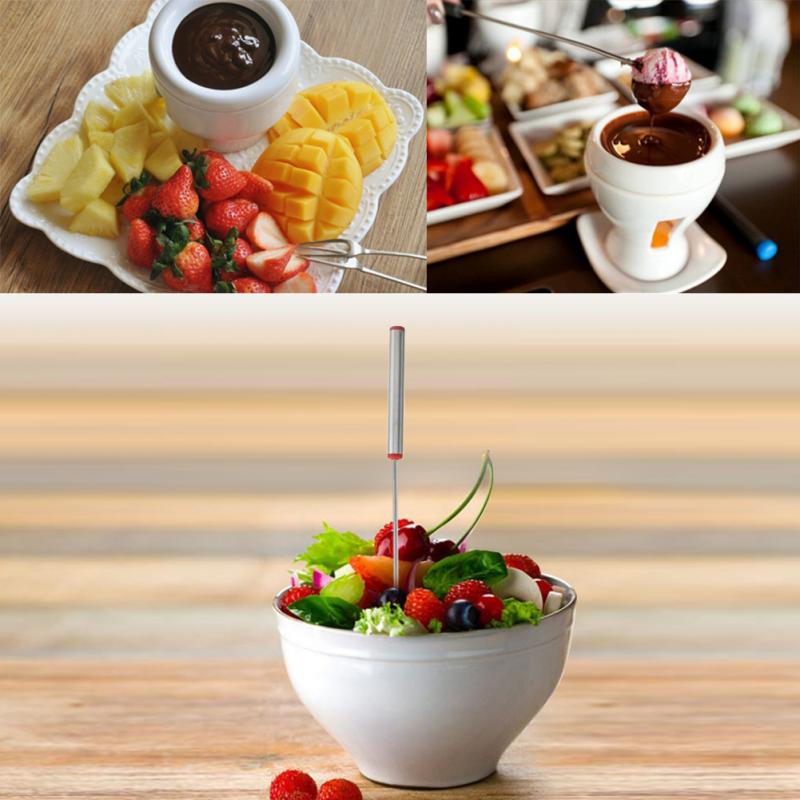6 sztuk/zestaw ze stali nierdzewnej widelec czekoladowy garnek robić sera gorące widelce owoce widelec deserowy fondue połączenie szpikulec narzędzia kuchenne