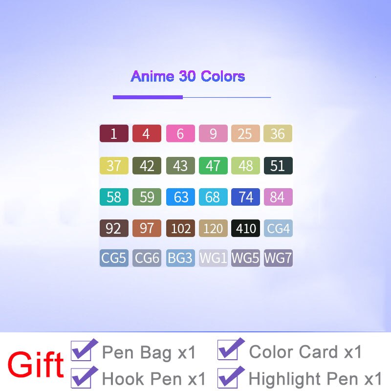 Touch Markers 30/40/60/80 Color Sketch Art Marker Pen Double Tips Alcoholic Pens For Artist Manga Markers Art Supplies School: Anime 30 Colors