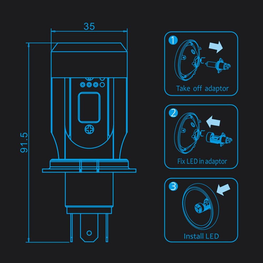 Faro LED para motocicleta, luz azul/Rosa Angel eye H4, Ba20d, HS1, H6, 12/24V