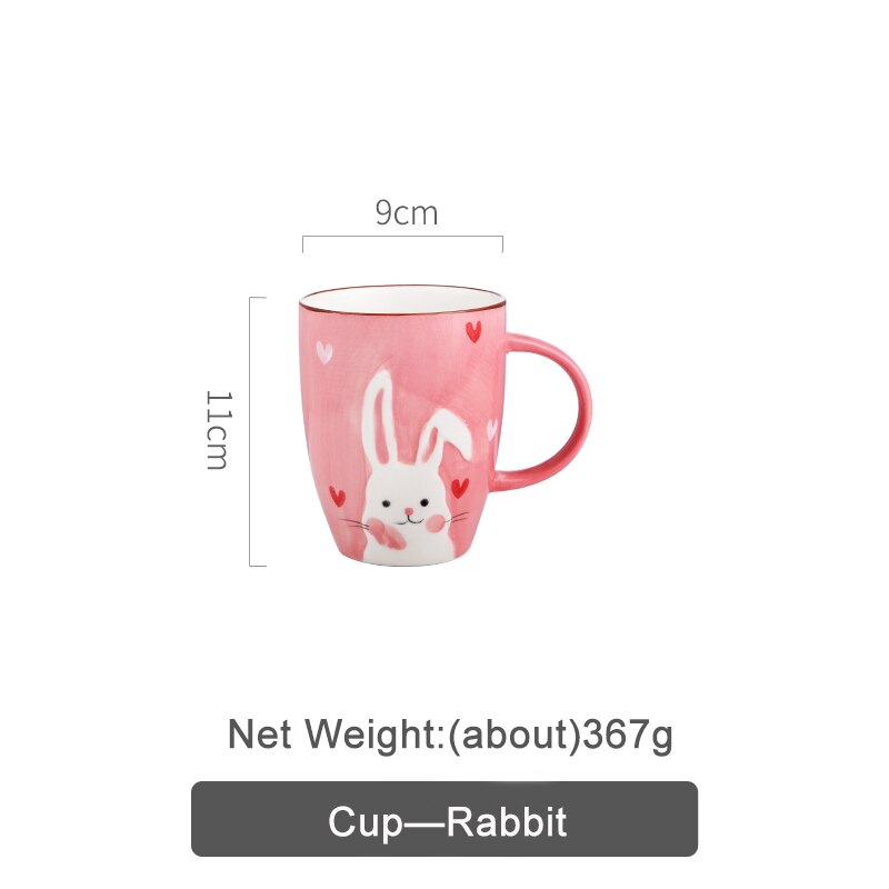 Children's Plate Set Of Rabbite Giraffe Baby Plate Dishes Ceramic Dineerware Set For Kids Bowl Plate Children's Cutlery: Rabbit Cup