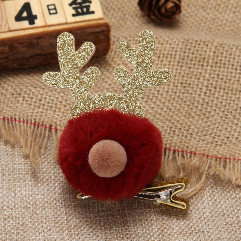 Kerst Pluche Haarspeld Pluche Bal Winter Kinderen Haarspeld Top Clip Elanden Eendenbek Gewei Kerst Haaraccessoires