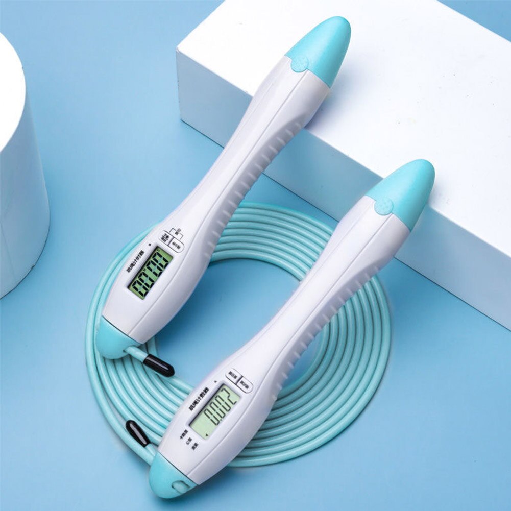 4 Modes 360 Degrees Rotation Induction Double Screen HD Display Home Gym Digital Counting Jump Rope Anti Winding ABS: Blue A