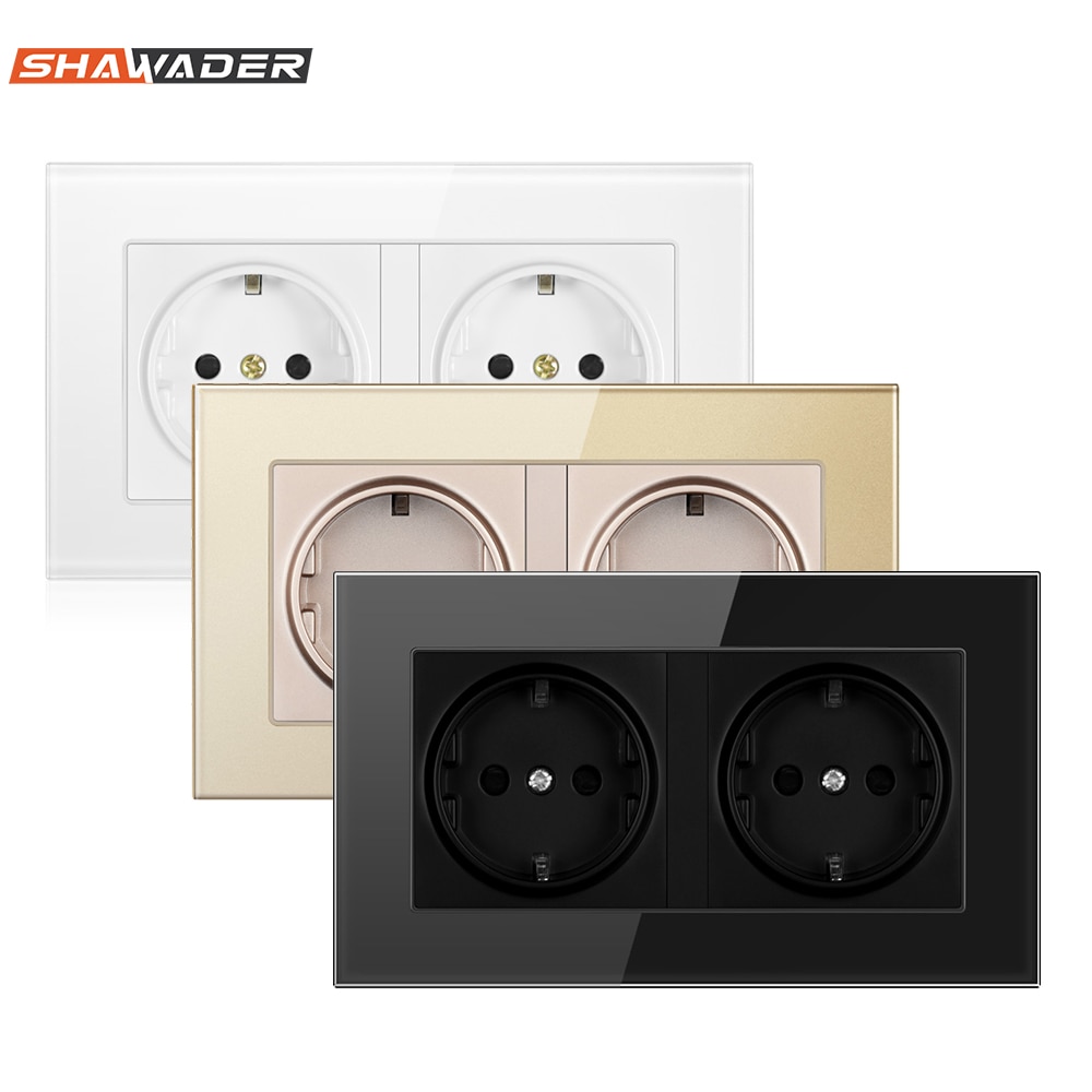 Stopcontact eu duitsland dubbele stopcontacten frame 16a 220v kristalglaspaneel duitsland ingebed voor romantische thuiskantoordecoratie