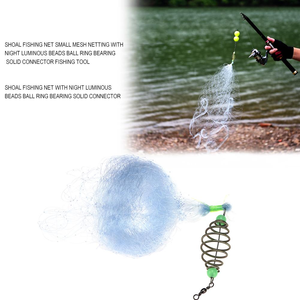 Shoal Fishing Net Small Mesh Netting with Night Luminous Beads Ball Ring Bearing Solid Connector Fishing Tool