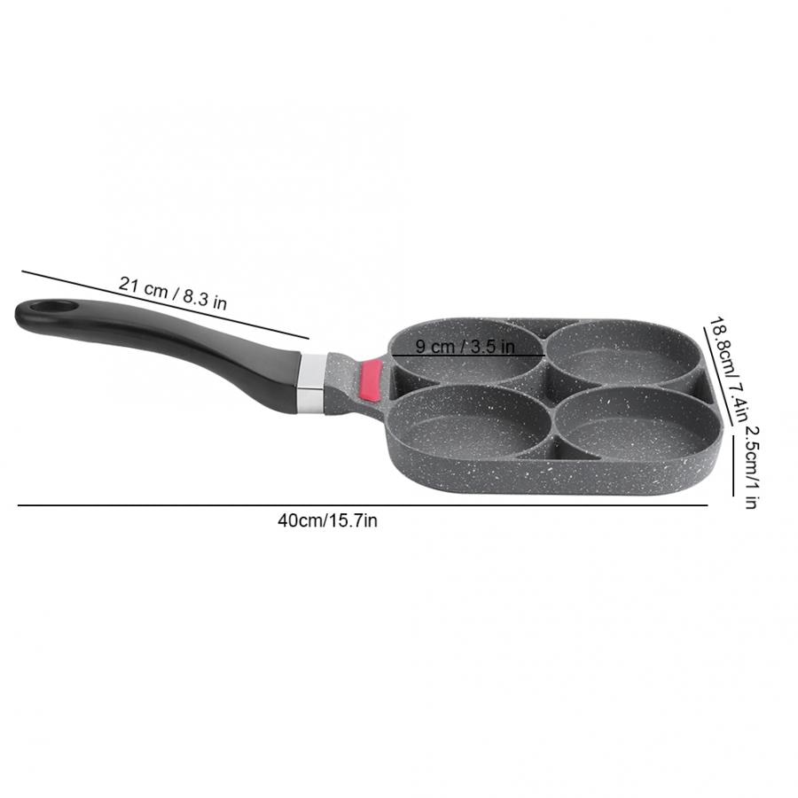 Viergats keuken ontbijt pannenkoekenpan aluminium koekenpan mal voor hamburger met handvat multifunctionele nons