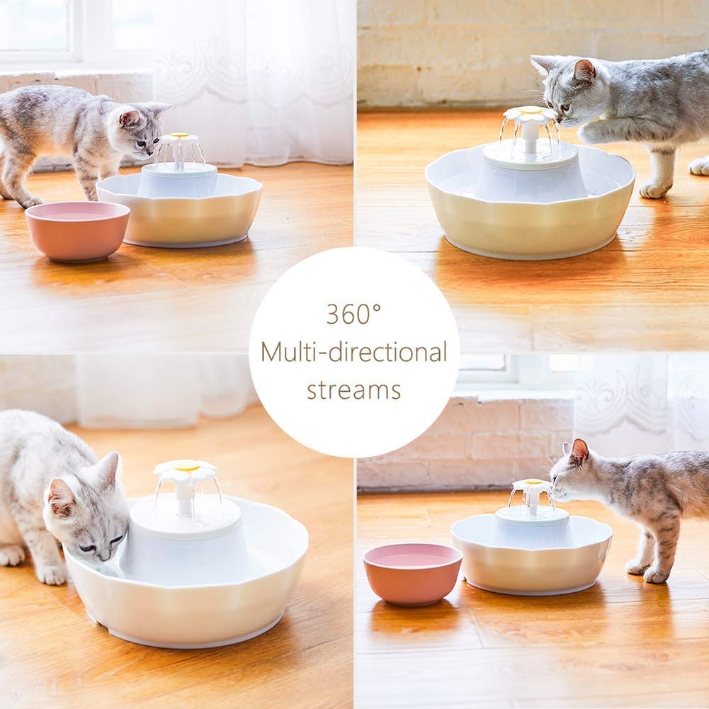 Pet Fountain Cat Water Dispenser LED Lighting 2.3L Cat Fountain Dog Water Drinking Dual Filters Fresh Clean Water Ultra Quiet