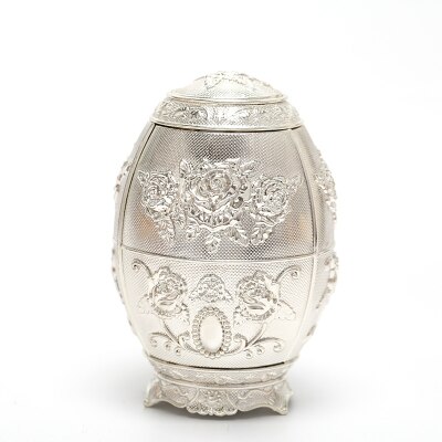 Distributeur automatique de cure-dents en alliage de Zinc, forme d'oeuf classique, support pour cure-dents, artisanat en métal, conteneur de caisses: Silver