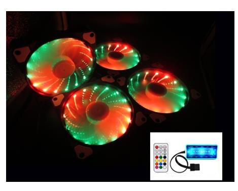 Rgb Fan 120 Mm Set Aangepast 15LED Pc Fan Controller Cooler 12 Cm Computer Game Case Pc Koelventilator Rustige remote Fan Sync Led Hub: 4pc RGB set