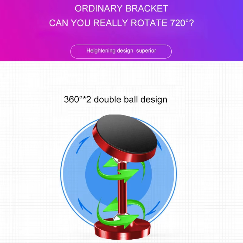 YANGGLOB 720 ° Obrotowy, dwuosiowy, magnetyczny uchwyt samochodowy ze stopu aluminium. Magnetyczny uchwyt na telefon z podwójną kulką do każdego modelu telefonu