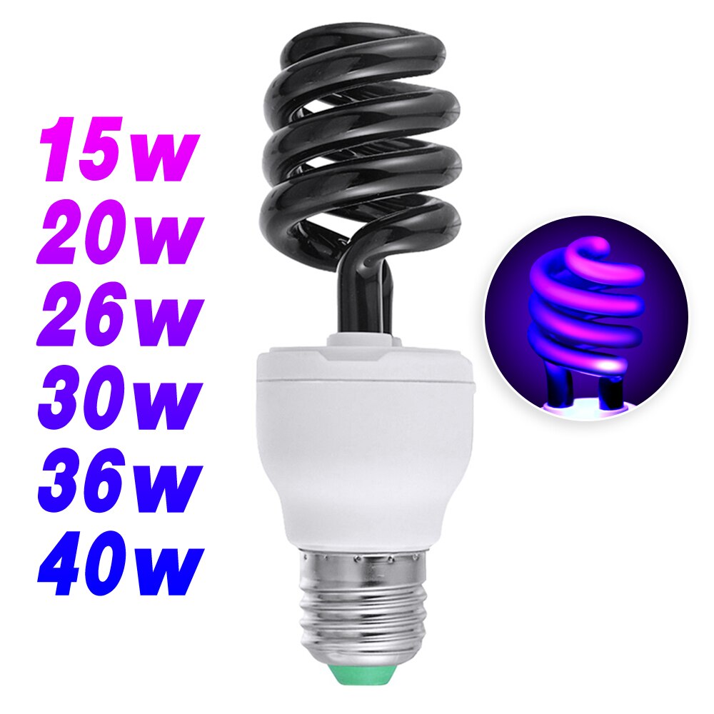 220V 15W-40W Light Bulb Ultraviolet Fluorescent Light Bulb Enegy Saving Black Light Violet Lamps Lighting
