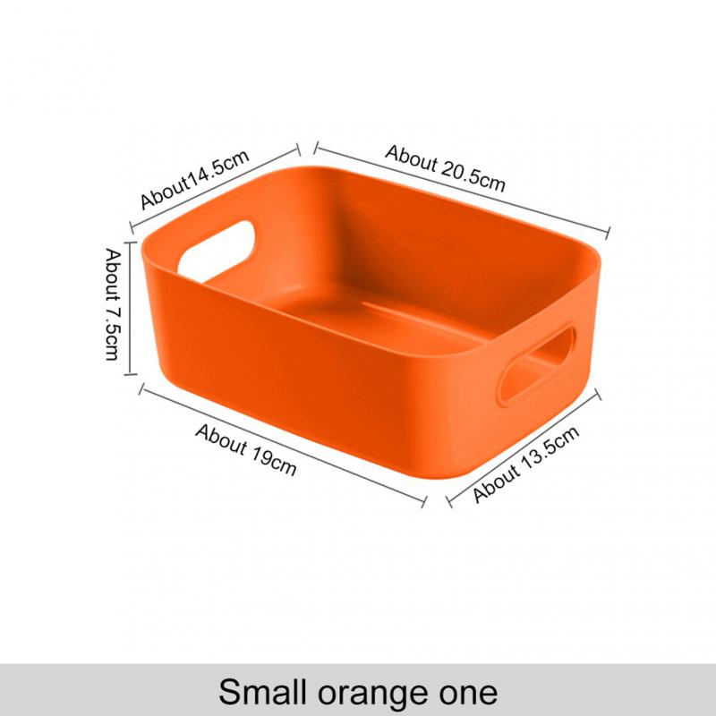 Storage Basket With Handle Cosmetic Storage Box Desktop Sundries Plastic Organizer Household Makeup Kitchen Storage Container: orange S