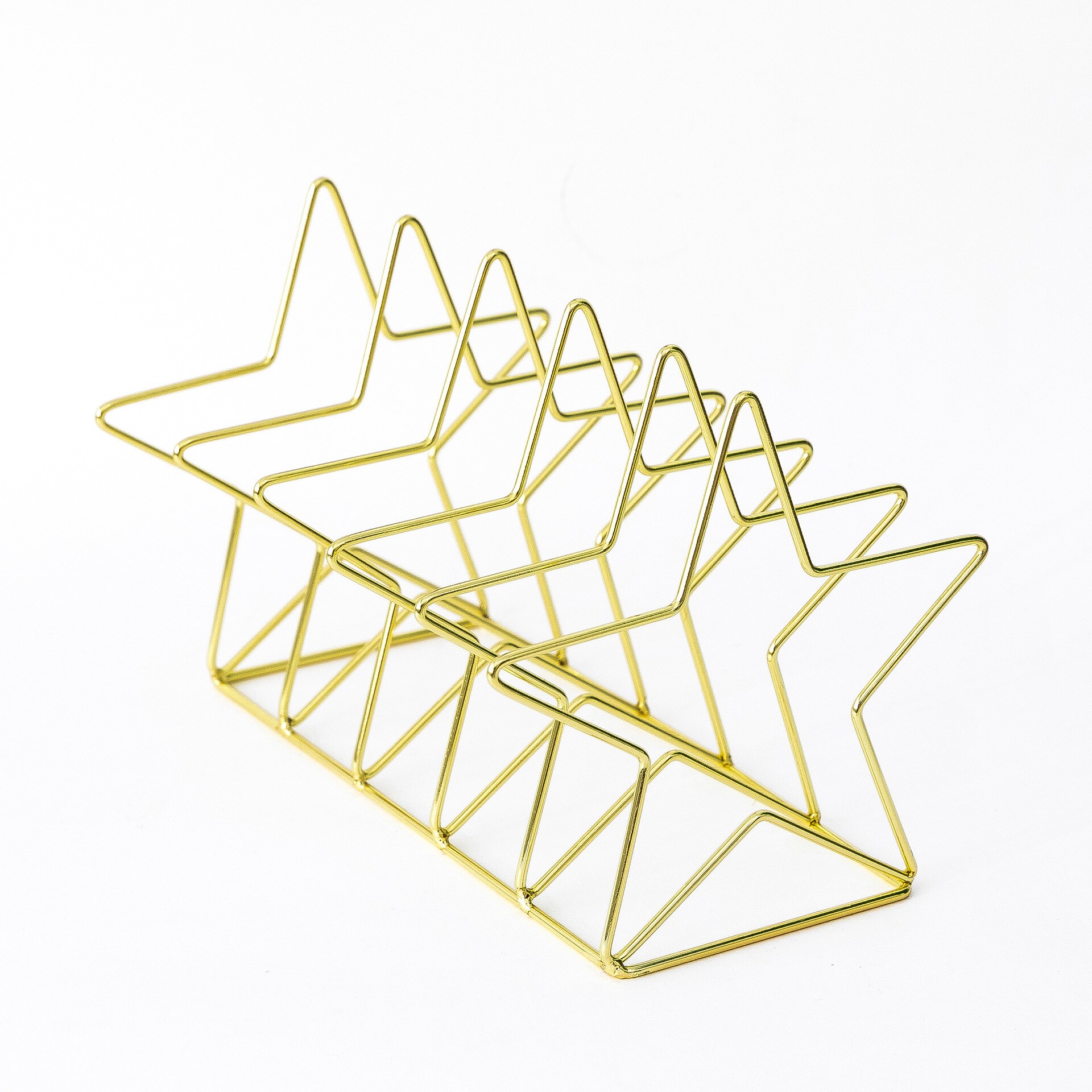 Pentastar Shape Magazine Holder File Sorter Metal 5 Slot Desk Organizer Rack for Document Folder Letter and Book Bookstand: Gold