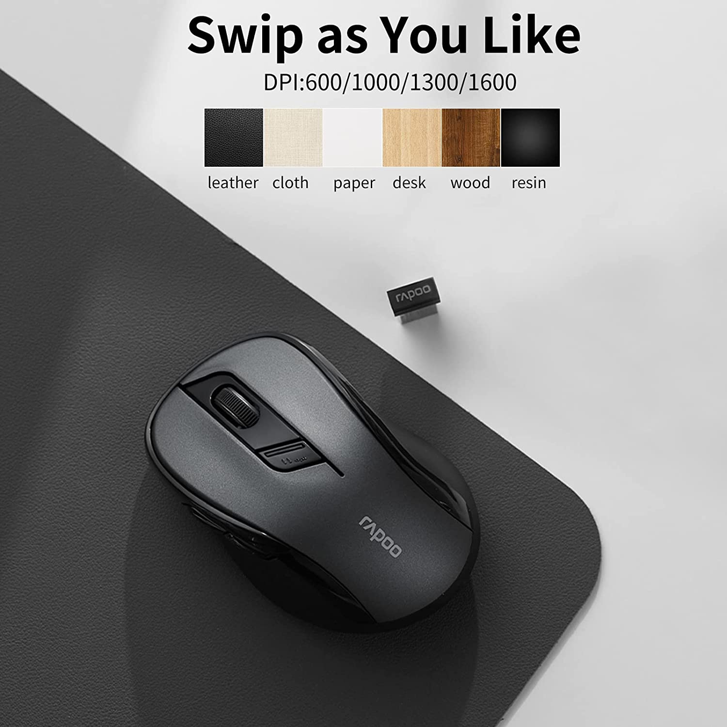 Rapoo M500G Multi-Device Bluetooth Mouse Noiseless Ergonomic Wireless Mouse for Computer PC Laptop 12 Months Long Battery Life