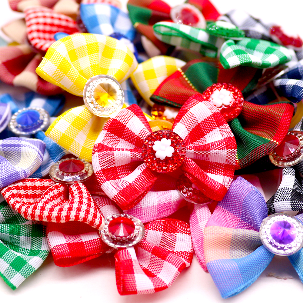 Mini lazos para el pelo hechos a mano para perro, accesorios de aseo bonitos, pinzas para el pelo de gato Kawaii, bandas de goma para el pelo diario para perro, proveedor de mascotas, 50 Uds.