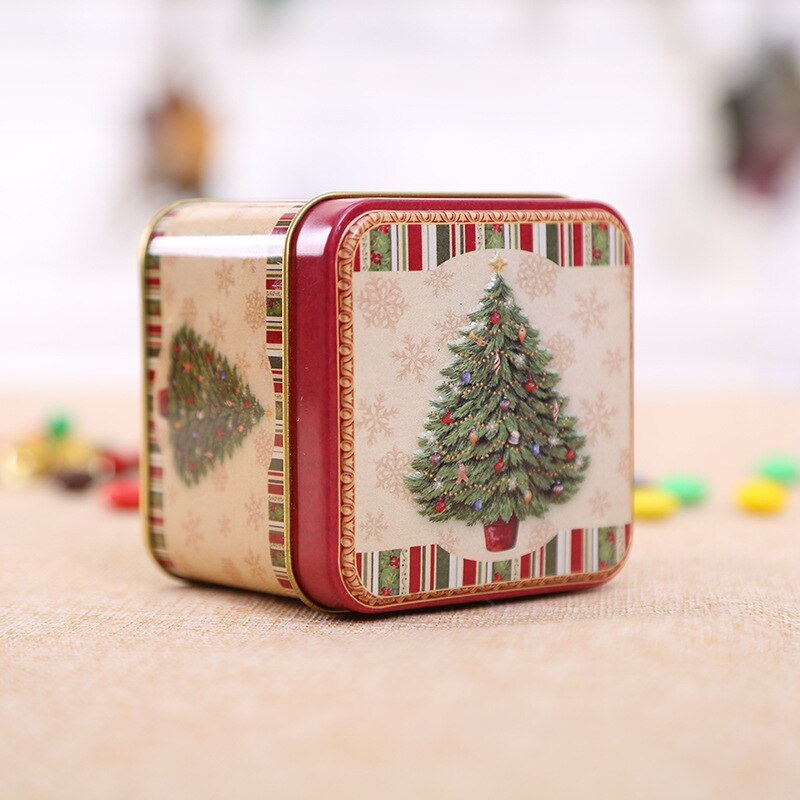 Christmas Tin Box Package Wedding Party Candy Baking Cookies Biscuit Case Container Christmas Decoration for Home