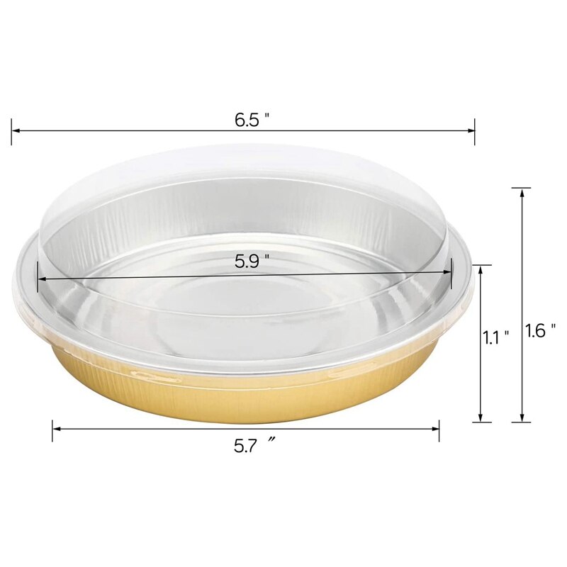 Round Foil Pan with Lids, 6 Inch 25 Pack Aluminum Foil Pizza Pan Disposable Baking Pan Tin Tart Pans Baking Foil Pans