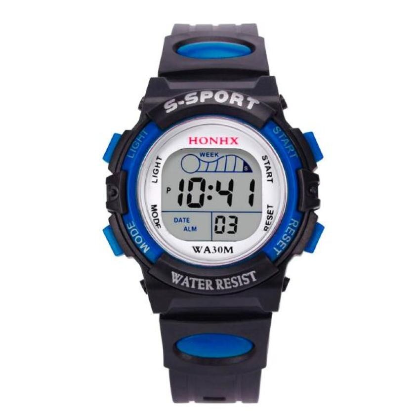 Tijdzone #50 Mode Waterdichte Heren Jongens Digitale Led Sporthorloge Kids Alarm Datum Horloge