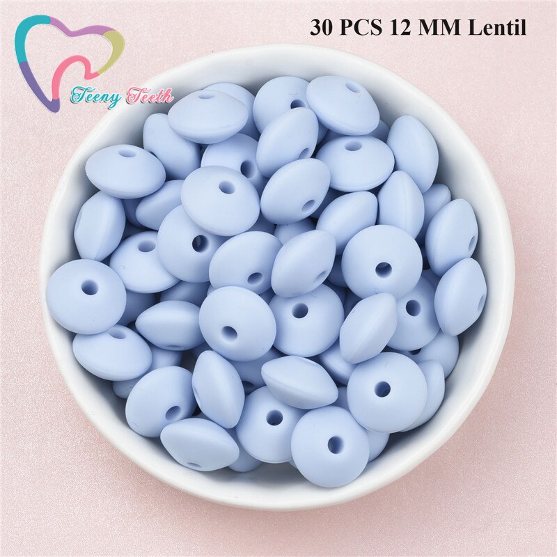 Teeny zęby 10 sztuk nowy marmur niebieski 12-15MM kulki silikonowe do ząbkowanie naszyjnik dziecko koraliki do żucia gryzak BPA bezpłatne luźne koraliki: 30 PCS 12 MM Lentil