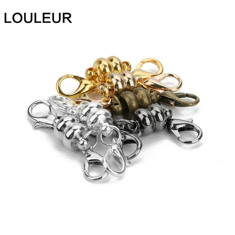 10set/lot 38*7mm Copper Magnetic Clasps With Lobster Clasps Connectors For Necklaces Bracelets Clasp Hooks DIY Jewelry Findings