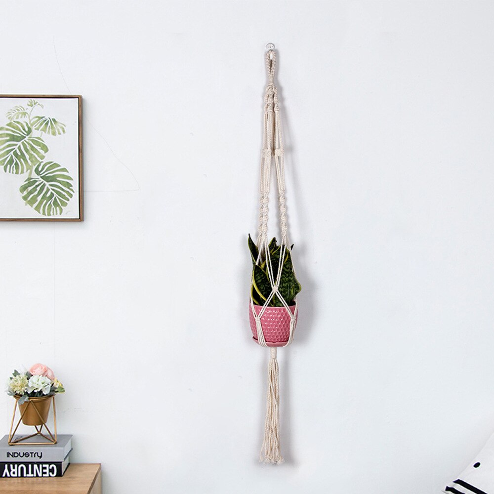 Macrame Katoen Handgemaakte Touw Opknoping Netto Opknoping Mand Vaas Bloem Plant Haak Sling Haak Land Yard Tuin Wanddecoratie