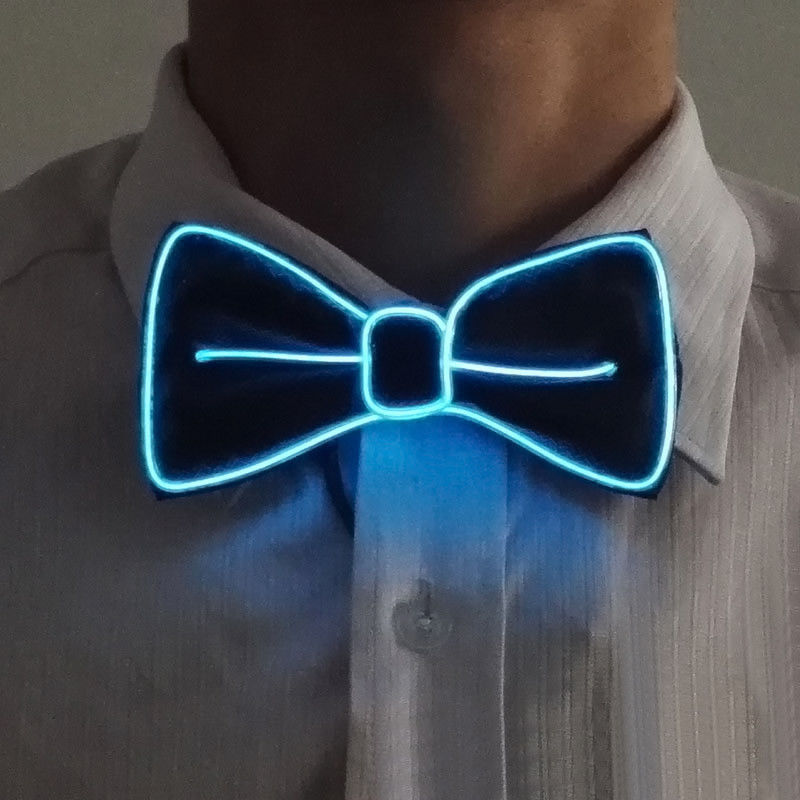 Neueste Männer LED Draht Krawatte Bowtie Blinklicht Bis El Draht Fliege Krawatte LED Mens Lichter Bowtie Hochzeit glühen partei Liefert: Blau