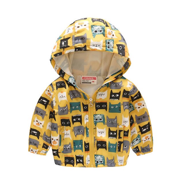 Lente herfst kids Dinosaur windjack voor jongens meisjes leuke bovenkleding kinderen hooded jassen kind overjas: MC098-yellow / 3T