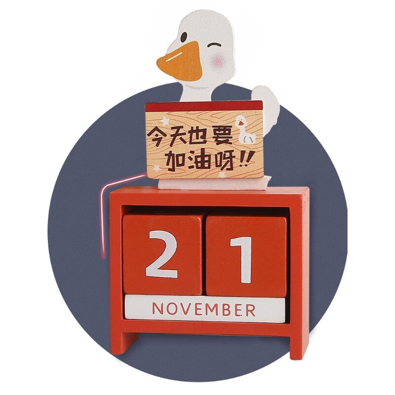 Vintage Wooden Perpetual Desk Calendar Block Planner Permanent Desktop Organizer DIY Agenda