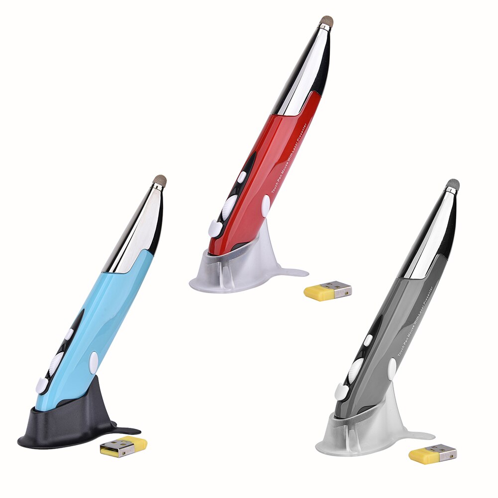 PR-06 3 in 1 Stylus Pen RF 2.4GHz Wireless Mouse Pen Presenter PPT Clicker Vertical Pen Shape Computer Stylus Battery Mouse