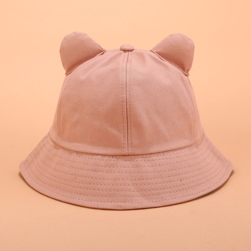 cotton Cartoon Cat ear bucket hat Fisherman hat Sun cap hats for women: Pink