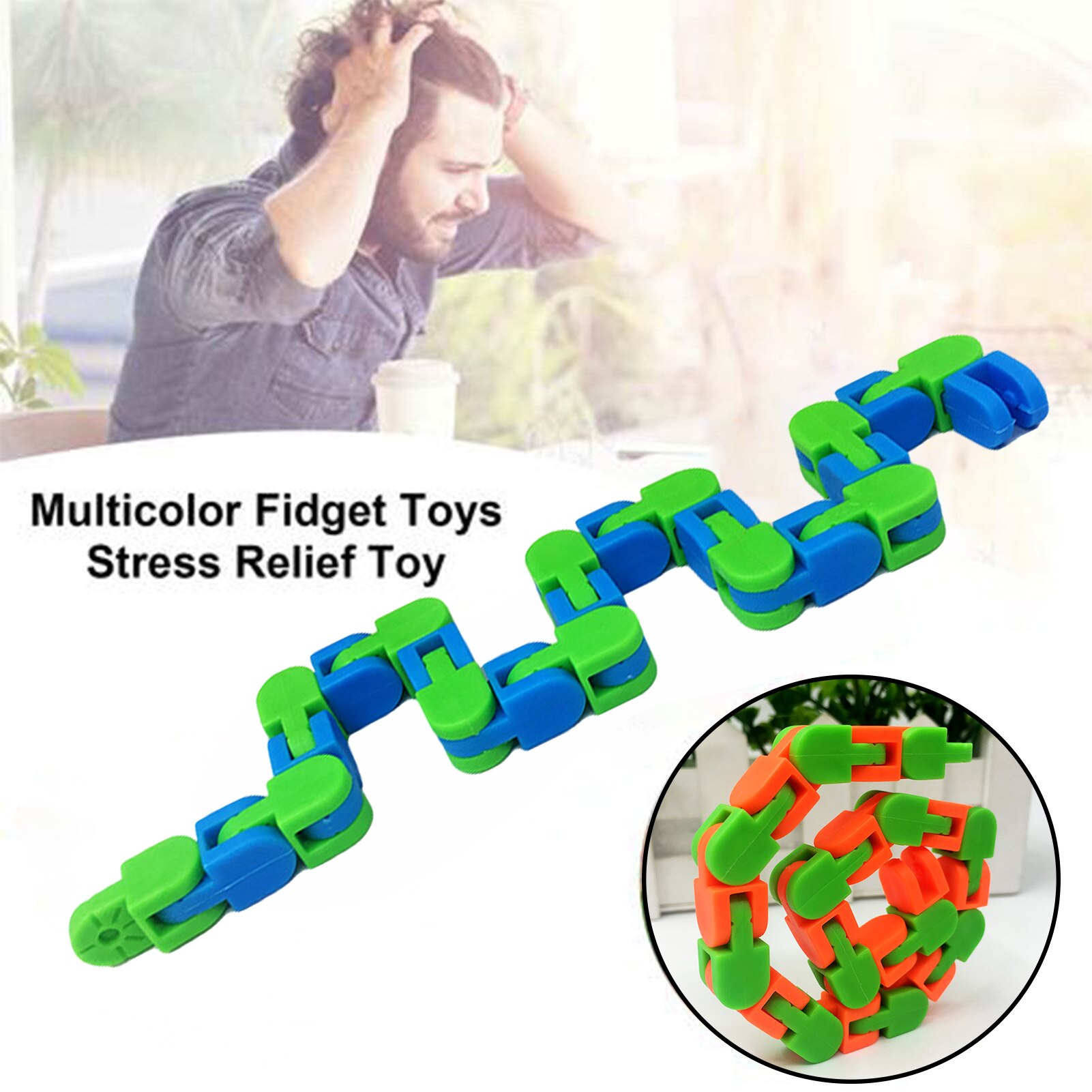 1Pc Kleurrijke Puzzel Zintuiglijke Tracks Snap En Klik Fidget Speelgoed Kids Fidget Speelgoed Stress Draaien En Vorm 24bit wacky