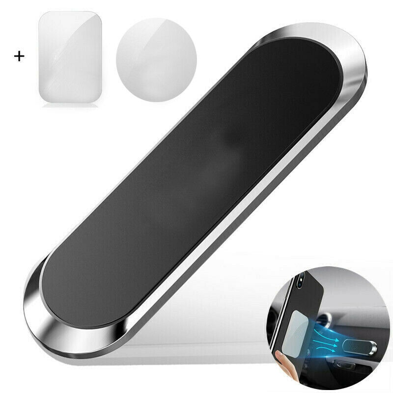 Magnetic Car Phone Holder – Metal Dashboard Stand Mount For Phones, Silver, Universal Fit