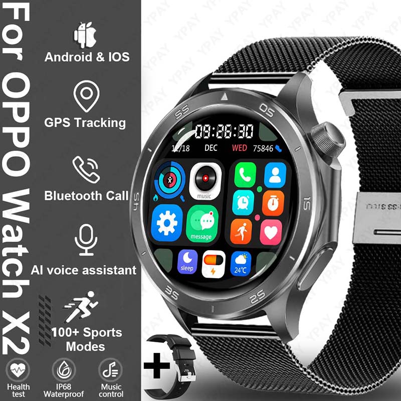2025 New For Original OPPO Watch X2 Men GPS Smart Watch 1.53inch AMOLED IP68 Waterproof Bluetooth Call 100+ Sports Modes Watch: Laranja