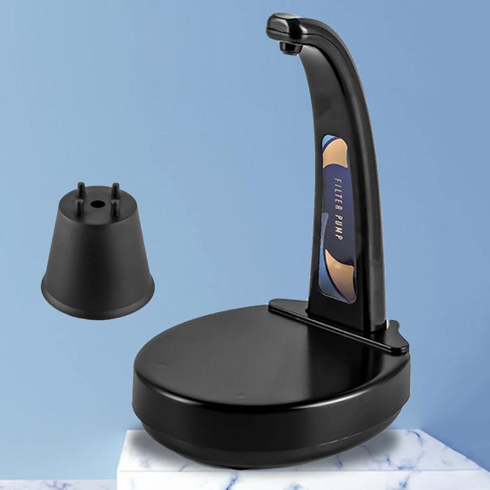 Water Fles Pomp Dispenser Usb Automatische Drinkwater Pomp Voor Home Office: Black with Filter