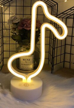 Neon led lys skilt 8 modus julefest hjemmedekorasjon soverom natt lys bordlampe flamingo måne enhjørning tre: Vibrato