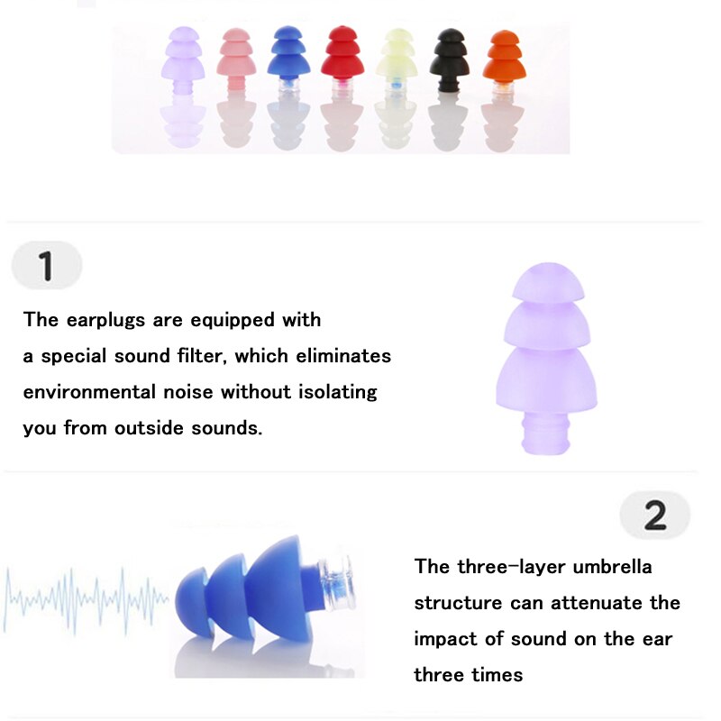 Earplugs For Sleeping Noise Canceling Reduction Music Anti-Noise Soft Set Protection Travel Sleep Swimming Silicone Ear Plugs