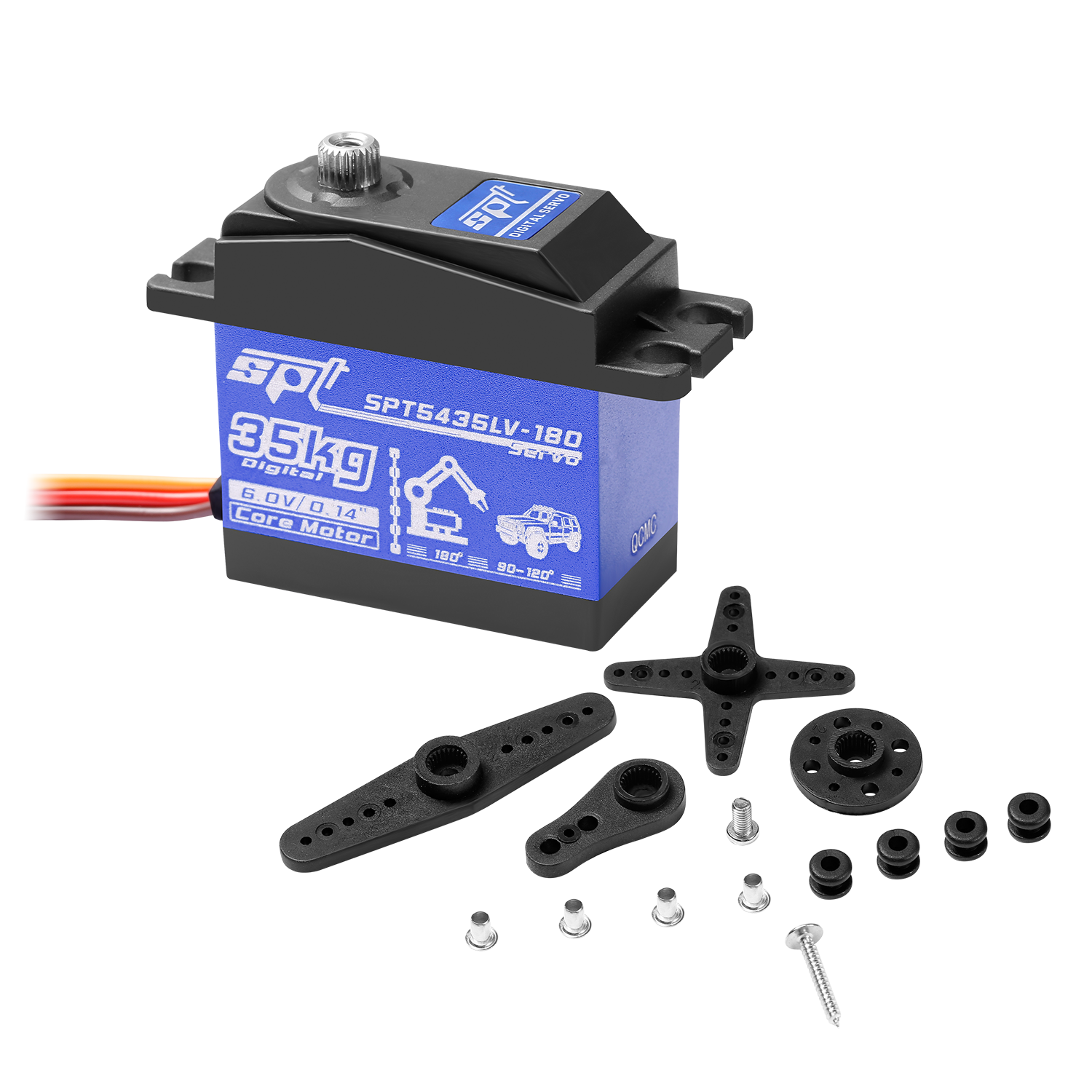 SPT 25KG 35KG Par grande 180 ° Servo Digital de engranaje de Metal, Motor impermeable, brazo 25T para coche trepador de control remoto SCX10 TRX4, pieza de Robot de deriva: Verde