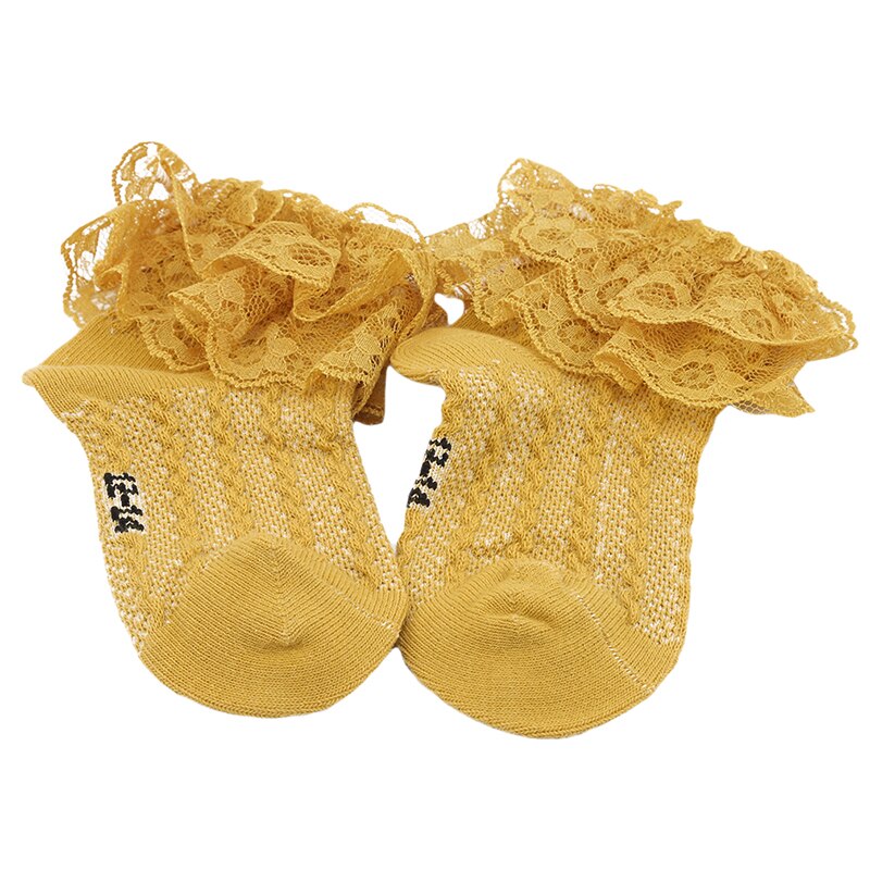 Meias curtas femininas doces retrô de renda Lolita com babados em algodão Princesa Meias para meninas Harajuku Macias e confortáveis ​​meias até os tornozelos sólidos