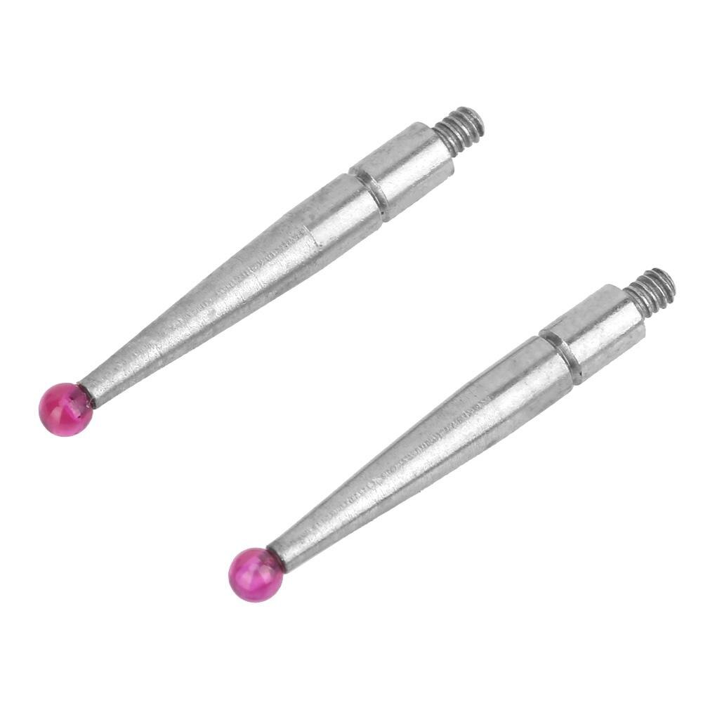 2Pcs Dial Test Indicator Probe Hendel Indicatoren Probe Dial Gauge Naalden Meten Leverage Tungsten Steel Ruby Hoofd Pin Tip: Rood