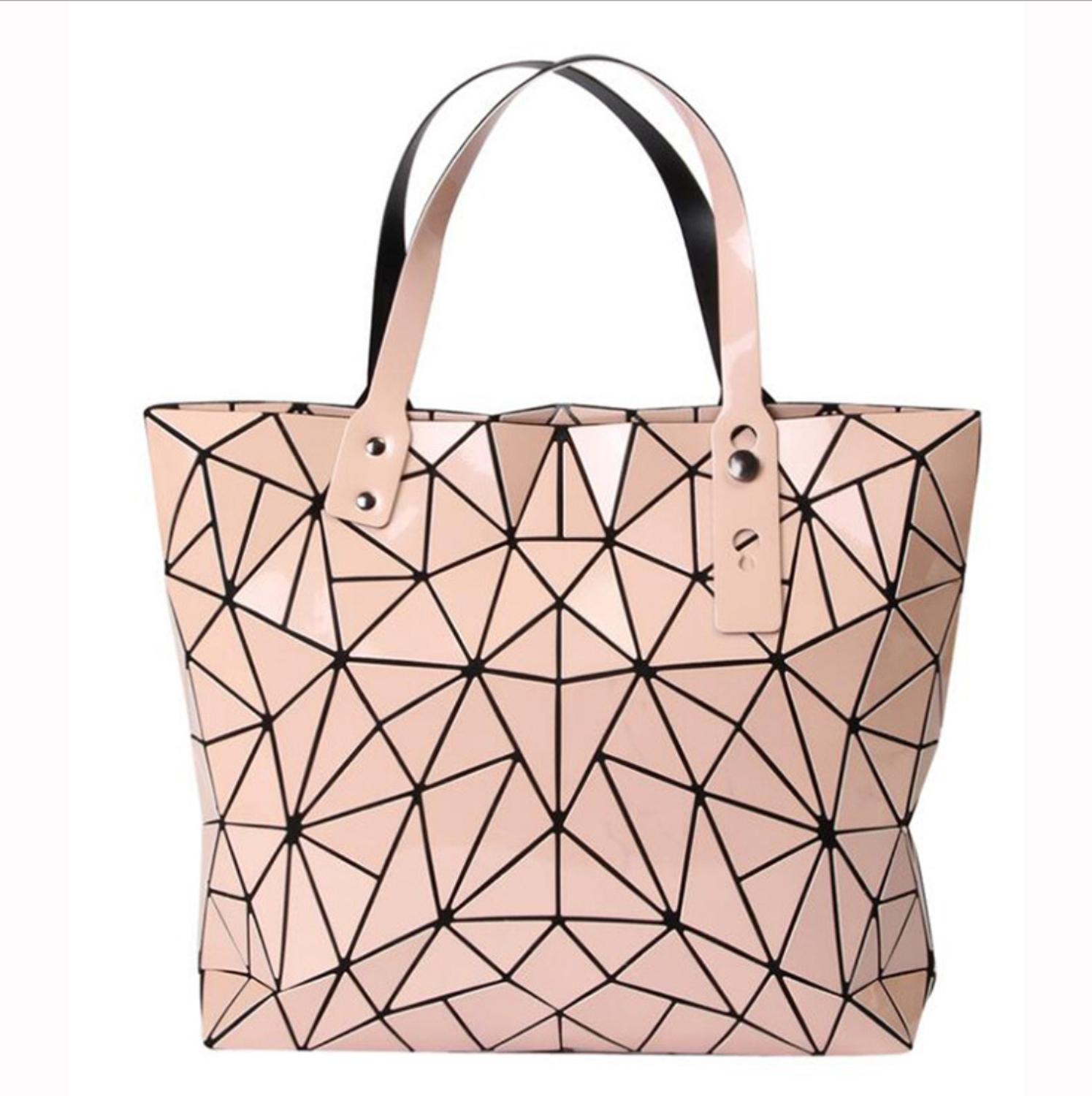 Bolso de hombro luminoso , bolso geométrico a la para mujer, bolso de mano con asa superior, bolso de corcho para chica y cartera: Rosa
