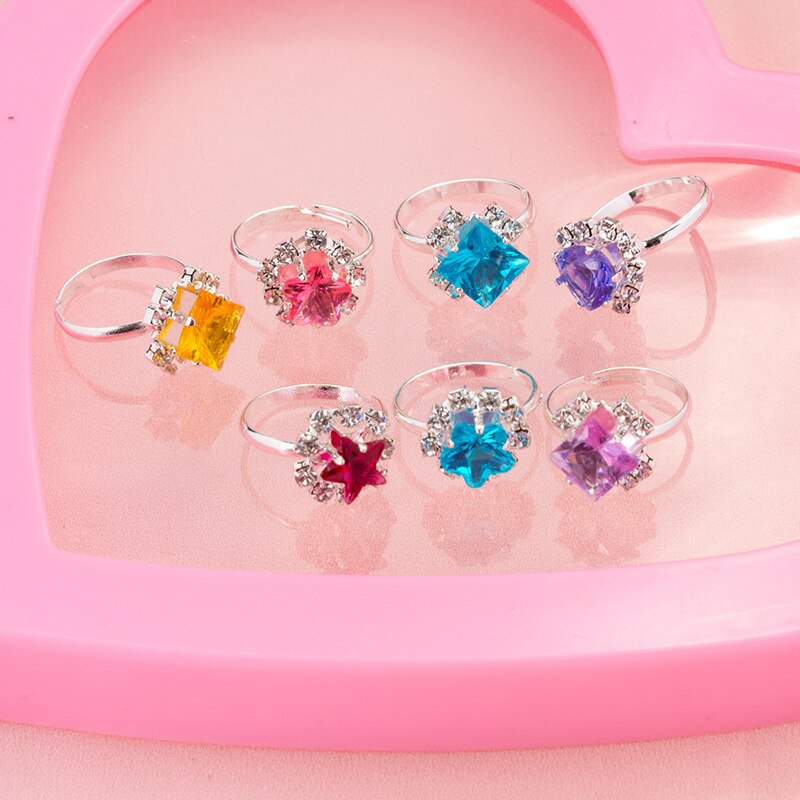 12 Stks/doos Legering Koreaanse Stijl Parel Ring Meisjes Prinses Ringen Roze Kinderen Mode-sieraden Accessoires Meisjes Baby Speelgoed