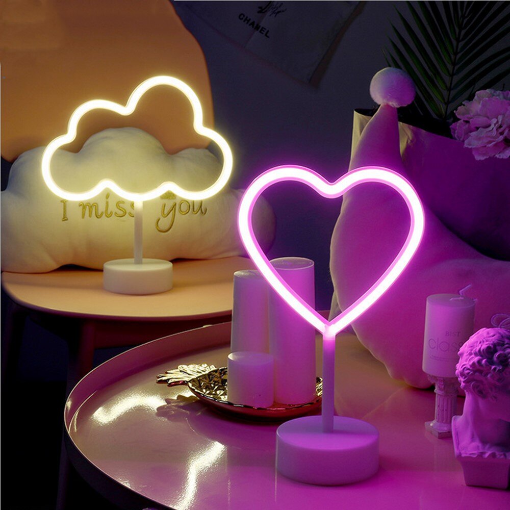 17 Styles LED veilleuse avec support Base signes décoratifs lumière lampe de table décor pour salon chambre enfants fête