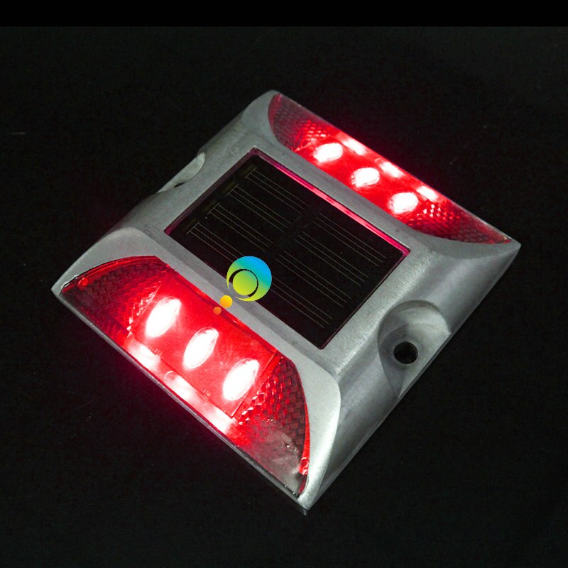 Steady mody IP68 road safety square red warning light solar power LED road stud marker