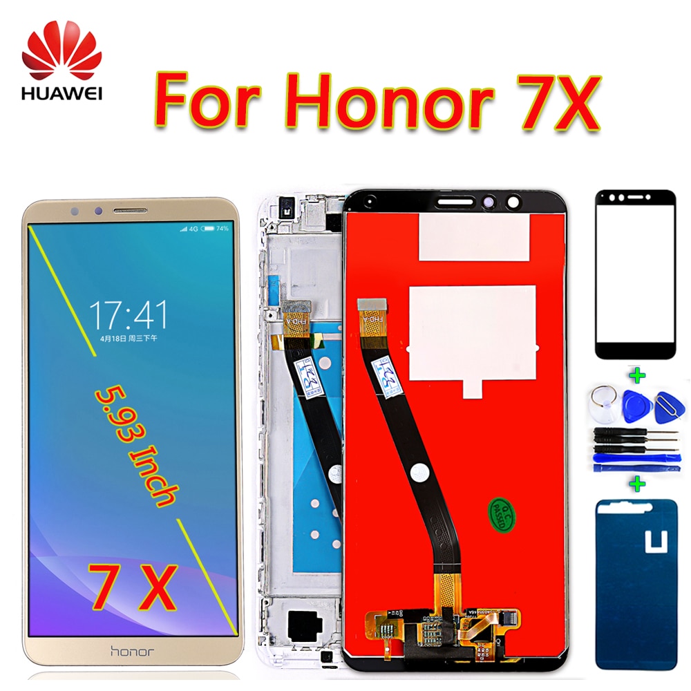 Huawei Honor 7X LCD Display BND-L21 BND-L22 BND-L24 Touch Screen 5.93 inch Digitizer Assembly Frame with Free glass film Tools